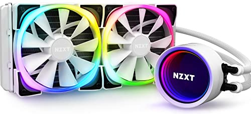 NZXT RL-KRX53-RW AIO RGB CPU Wasserkühlung, Rotierbares Infinity-Spiegeldesign, RGB-Anschluss, Weiß, 240 mm, 120 mm Lüfter