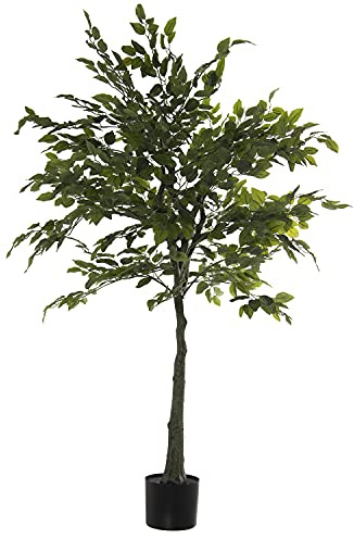 DRW Planta Artificial Higuera de Bengala (Baniano) de Polietileno y Tela en Verde 140cm