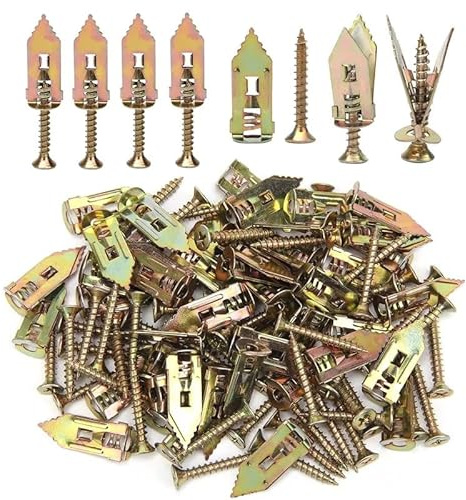 50 Anclajes Autoperforantes para Paneles de Yeso con Tornillos, Kit de Tornillos Y Anclajes Autoperforantes, Tornillos de Expansión para Fijar Estatuas de Jardín, Muebles de Patio Y Decoración Jardín