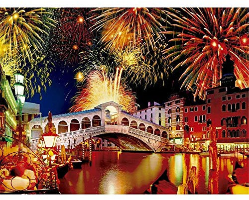 Puzzle 5000 Teile,Wasserstadt in der Nacht Puzzle für Erwachsene,Impossible Puzzle, farbenfrohes Legespiel,Geschicklichkeitsspiel für die ganze Familie,Erwachsenenpuzzle ab 14 Jahren-61.61x41.53 Zoll