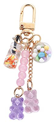 Niedlicher Gummibär-Schlüsselanhänger aus Kunstharz, Süßigkeiten-Farbe, Tierbär-Anhänger, Schlüsselanhänger, Autoschlüssel, Taschenanhänger, Schmuck, Geschenk, violett, Einheitsgröße