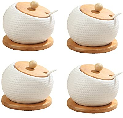 OKIPED Pot à épices 500g Pot de sel Bouteille d'assaisonnement en céramique 500ml Pot de Stockage Boîte à épices de Cuisine avec cuillère (Size : 4)