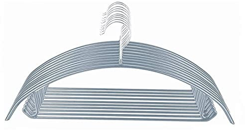 Lot de 10 cintres antidérapants légers en métal avec revêtement en PVC pour pantalons, vestes, pulls, châles, ceintures et t-shirts (gris)