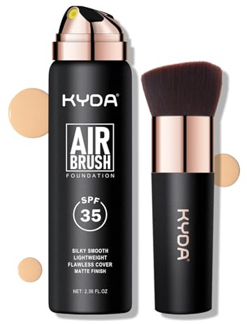 KYDA AirBrush Foundation Spray, Flawless Full Coverage Foundation Makeup, Smooth Creamy Finish, Durable Lightweight Breathable Foundation for Mature Skin-#310 Sunny Beige