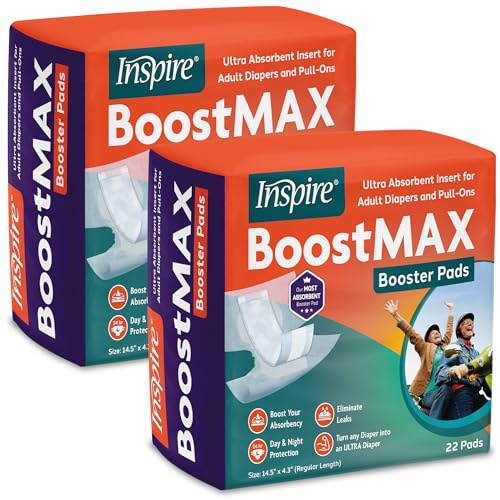 Inspire Incontinence Booster Pads Super Absorbent | Incontinence Pad Insert Liner for Women and Men | Diaper Pads Inserts for Adult Diapers for Maximum Absorbency Overnight Diaper Use