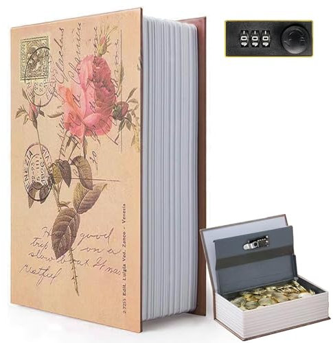 Dekorativer Buchtresor mit Zahlenschloss, Vintage-Stil, versteckter Safe für Dekoration, geheime Umleitung, Buchtresor, Aufbewahrungsbox für Zuhause, Büro, Café, Bücherregal (24,1 x 15,2 x 6,1 cm)