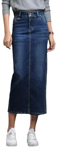 EGSDMNVSQ Jupe en Jean pour Femme Jupe Longue en Jean Taille Haute Jupe Longue Ligne A Jupe Crayon Fendue Stretch Décontractée et élégante
