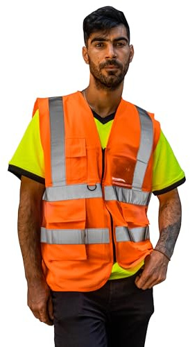 Capto Warnweste für Damen und Herren – Warnweste | Sicherheitsweste - reflektierende Streifen - Sicherheitswarnweste - Warnweste mit hoher Sichtbarkeit - Arbeitsweste - M