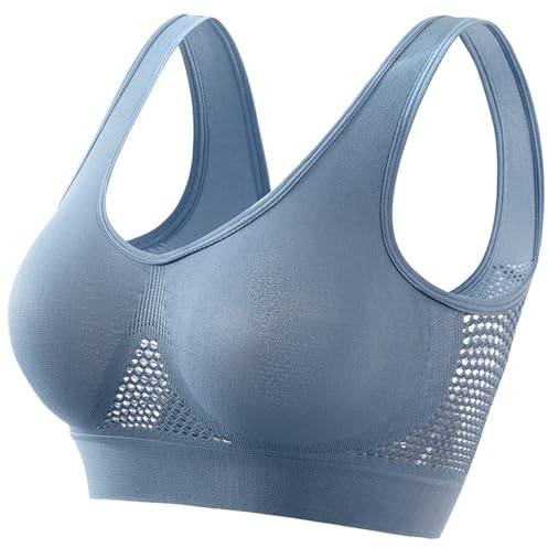 Womens Breathable Cool Lift Up Air Bra Full Support Sports Bra Seamless Wireless Unpadded Comfort No Underwire Plus Size 7XL Bras for Women No Underwire UK