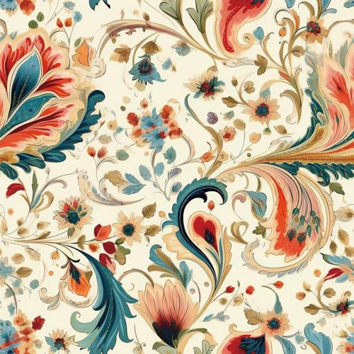 ANLIKY-Pro Papel tapiz autoadhesivo con diseño de flores de colores, papel de contacto despegable y pegable, con ramas y enredaderas, 44X600CM, película decorativa removible para muebles.