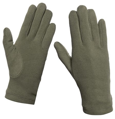 MAPIMANIA - Handschuhe Damen elegant für Winter Made in Italy, militärgrün, Arbeitshandschuhe aus warme Stoff, Reithandschuhe Women