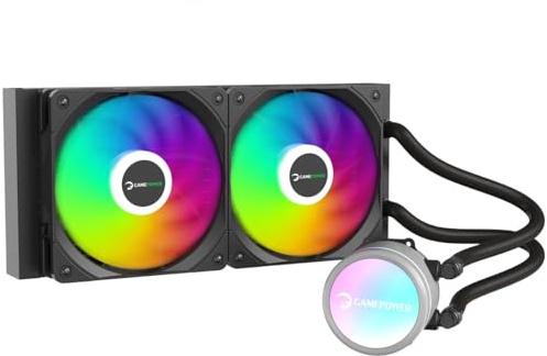 GAMEPOWER Skadi V2 240 ARGB AIO CPU Wasserkühlung, 240 mm Radiator, 2x 120 mm PWM ARGB Lüfter, Keramik Pumpe, für AMD/AM4/AM5, Intel LGA1150/1151/1155/1156/1200/2011/1700/1851