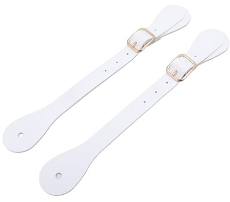 Tnfeeon Paar Sporenriemen aus Kunstleder, Verstellbare Länge, 22 cm Lang, Western-Cowboy-Sporenhalter, Herren, Verstellbare Stiefelriemen für Reitstiefel, Western, Damen, Herren (White)