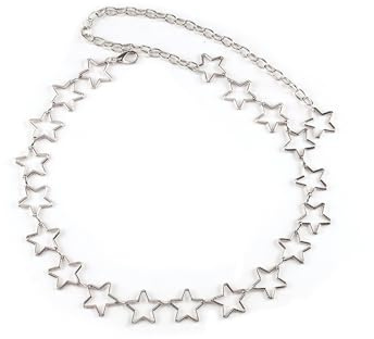 Weenwill Cintura a Catena a Stella,Cintura a Catena per Donna Regolabile in Argento con Catene per La Vita 75-95 cm,Catene per La Pancia,Cinture in Metallo con Nappa Lunga per Abiti,Jeans e Gonne