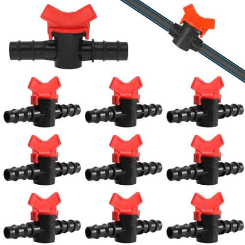 OHREN 10 pièces Vanne Commutation, Pipe Valve Switch, en Plastique PE, Barbelé Double Mâle, raccord tuyau d'arrosage, adaptateur robinet, L'irrigation des Pelouses de Jardin, pour 16mm Tuyau