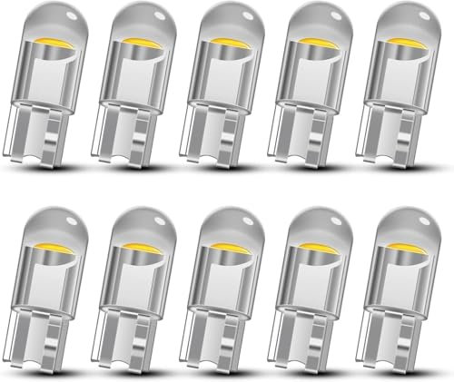 SUCANY Ampoules T10 LED,T10 W5W LED 6000K Blanc 12V Voiture Ampoules 194 168 501 2825 COB Ampoule de Remplacement,Pour Lampe Remplacement de Position, Plaque,Dôme Côté et (10 Pieces)