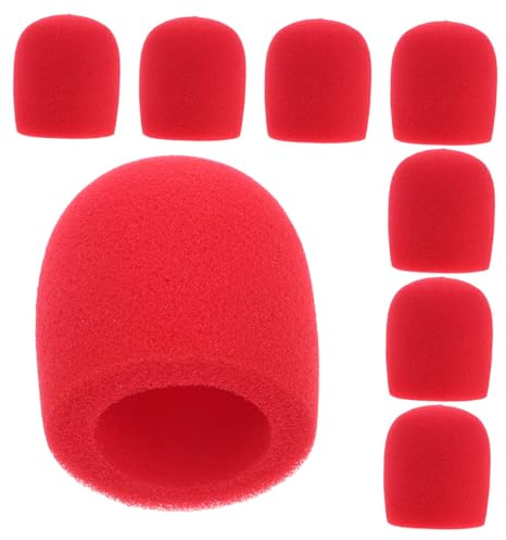 Abaodam 8 Stück Mikrofonhülle Mikrofon Popfilter Mikrofon Zubehör Mikrofon Spray Abdeckung Mikrofon Schild Mikrofon Schaum Abdeckung Mikrofon Schutz Mic Protector Schwamm Rot