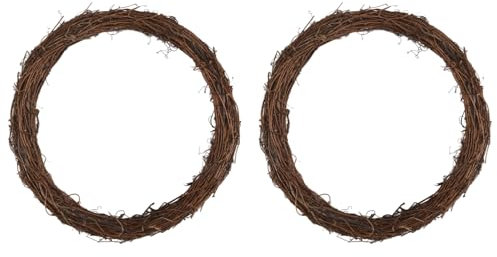 Wrtysully 2PCS 14 Inch Grapevine Wreaths Wreath Rattan Wreath Garland for DIY Christmas Craft or Wedding Decors