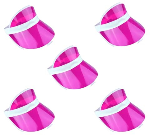 The Fancy Dress® Unisex Retro 80s Neon Sun Visor Hat Headband Cap for Golf Tennis Stag Poker Party (5 Pcs Pink)