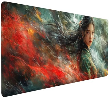 Tapis de Souris XXL 80x40x0.3 CM Imperméable Femme Tapis de Bureau Gaming pour Clavier Souris sans Fil Ordinateur Portable, Mouse Pad Abstrait Bords Surpiqués Base Antidérapante, Cadeau model-5425