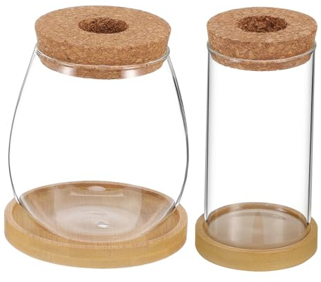 MERRYHAPY 2 pièces Vase Hydroponique Verre avec Bouchon Liège et Plateau Lot pour Propagation de Plantes Terrarium Tube Transparent avec Large Ouverture Protection Surface et Affichage