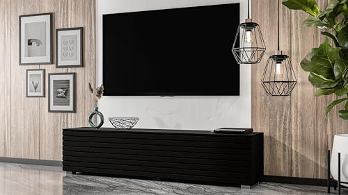 AXLIVING ZIVOLLI Lowboard 160 cm Schwarz Lamellenfront