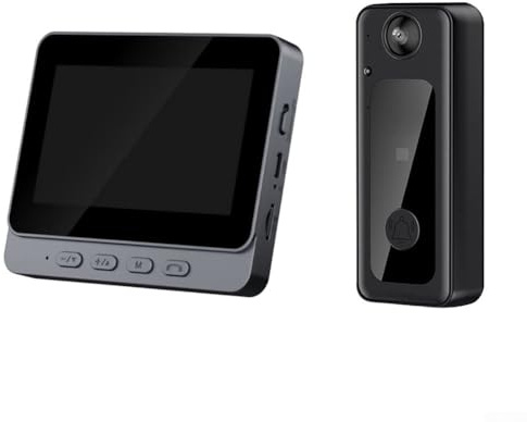 Timbre inalámbrico de video con pantalla IPS de 4.3 pulgadas, cámara HD de gran angular de 170°, intercomunicador visual bidireccional, conexión segura punto a punto, larga