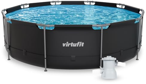 VirtuFit Piscine (Noir, Ø366 x 100 cm (INKL. Filterpumpe), Ronde)