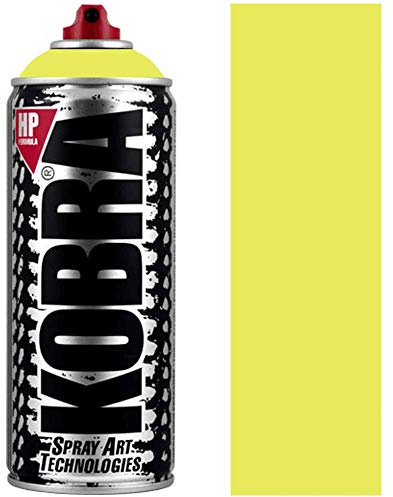 KOBRA HP High Pressure Spray Paint 400ml Can – Professional Grade 100% Acrylic Formula with Matte Finish for Graffiti, Street Art, Crafts & Multi-Surface Use (1300 Green Yellow)