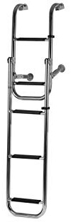 wellenshop Badeleiter f. Boot Edelstahl Klappbar 5 Stufen Kunststoff Schwarz Bootsleiter Boot Leiter klappbar Klappleiter Heckleiter faltbar