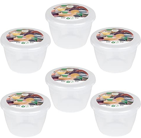 Just Pudding Basins Small Plastic Basins with Lids, Reusable Food Storage Containers for Steamed Desserts, Microwaveable Moulds for Individual Portions, Clear 140ml 6 Pack