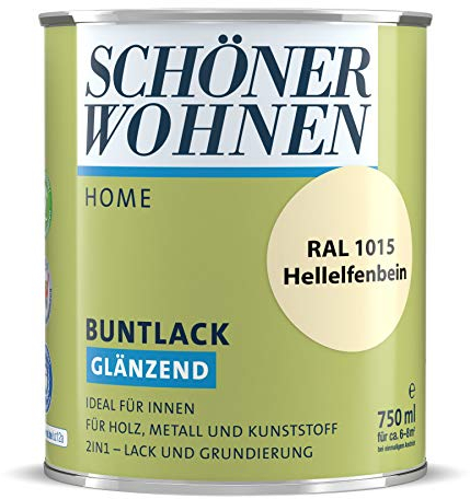 Schöner Wohnen Profidur DurAcryl Hellelfenbein RAL 1015/750 ml/glänzend/aromatenfrei/für außen u. innen/für Holz, Metall u. Kunststoff