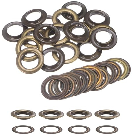 Trimming Shop Anneaux à œillets de 30 mm avec rondelles, œillets pour bâche, Maroquinerie, réparation, Anneaux à œillets Ronds pour Bricolage, Support en Toile, Bronze, 10 pièces