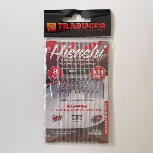 Lenza Montata Trabucco HISASHI CHINU – Amo Serie 10026 Forged Black Nickel – 100% Fluorocarbon 200 cm – Pesca Fondo Mare & Fiume