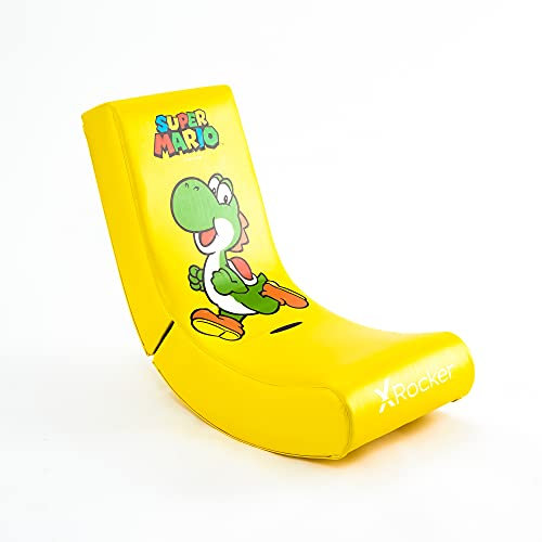 X-Rocker Officially Licensed Nintendo Super Mario Bros Video Rocker Gaming Chair for Juniors, Folding Rocking Seat- JOY Collection (Yellow, Yoshi)