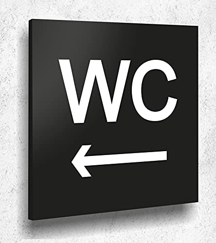 Türschild WC Links Schild Schwarz Matt UV Druck 12 x 12cm - 3mm ALUVERBUND - Made in Germany Art.Nr. A 2016