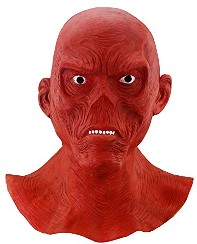 nice--buy Horror Spaventoso Lattice Cranio Maschera Rossa Cosplay per Halloween Costume Gioco Testa Completa Maschera Cosplay Copricapo Puntelli Accessorio Costume