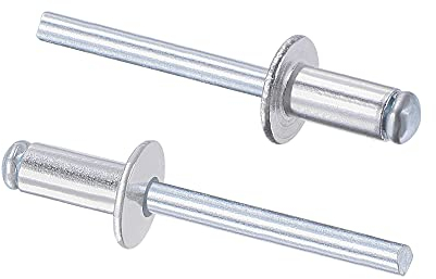 sourcing map 50 Stk. Blindnieten Aluminium Zugnieten Kerndekorationsnieten 6mm Durchm. 12mm Grifflänge Silber