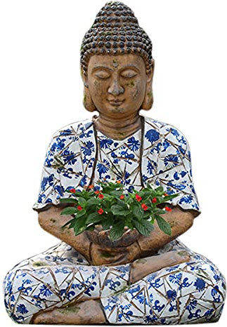 HTian Große Zen Sitzen Buddha Statue Dekoration Outdoor Villa Garten Hof Landschaftsgestaltung Skulptur