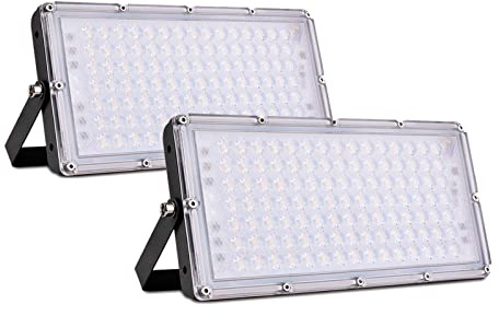 Bellanny LED Strahler Außen 100W 10000LM Fluter Flutlichter, 2er 3000K Warmweiß Scheinwerfer, IP65 Wasserdicht Außenstrahler, Sicherheitsbeleuchtung für Garten Garage Hof Sportplatz Veranda Werkstatt