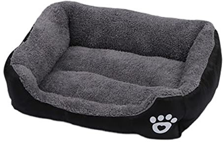 Haustier-Hundebett für kleine, mittelgroße und große Hunde, rutschfest, orthopädisches Hunde-Sofa, bequeme Katze, Hundedecke, Kissen, Tiefschlaf, Matratze, Washbale (S), Schwarz