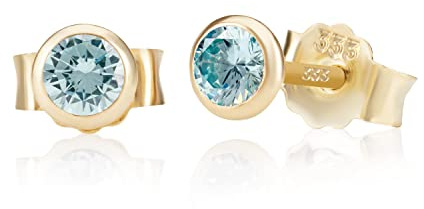 NKlaus Ohrstecker 333er Gelbgold 8 Karat Zirkonia 4,00mm für Damen, 2 Stück | Butterfly-Verschluss