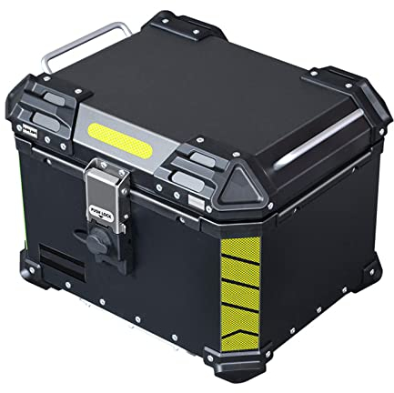 WHYUNM26 43L Motorrad Heckkasten Kofferraum 6062 Aluminiumlegierung Gepäckkoffer Elektrofahrzeug Schnellverschluss-Aufbewahrungsbox Werkzeugkasten mit Druckverschluss,Black