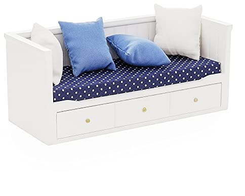 Odoria 1/12 skala miniatyr soffa dag säng dockhus möbler tillbehör för 15 cm dockor