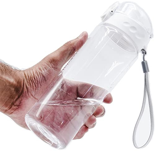GearTek Tritan Clear Water Bottle | BPA Free 750ml Sports Water Bottle | Leak Proof Re-Usable Flip Top Plastic Drinks Bottles for Outdoors, Gym, Cycling and Schools (White)