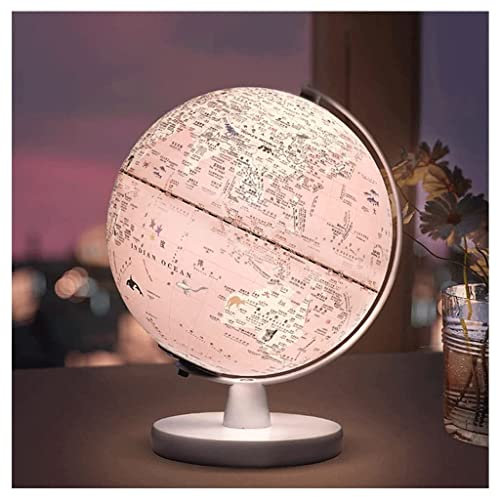 HRTC wereldbol Il Globo del Mondo Luminoso Elegante e Carino con Supporto in Legno Il Globo di apprendimento geografico del Mondo è Il miglior Regalo per i Bambini Manuale Pratico