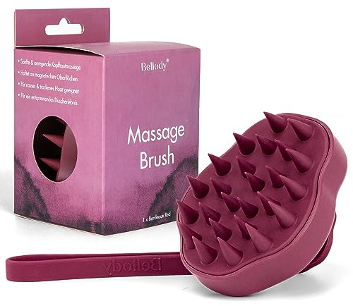 Bellody® Original Kopfhaut Massagebürste, für Massage und Stimulation des Haarwachstums (1 Stück in Bordeaux Red) - Hair & Scalp Massager für nasse & trockene Haare