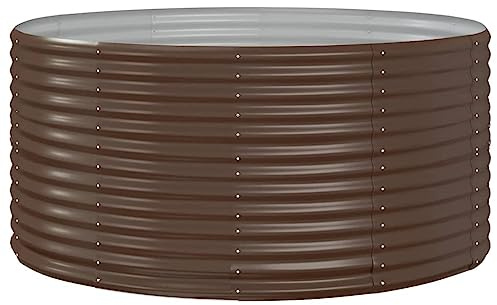 vidaXL Hochbeet, Wetterfestes Hochbeet für Garten Balkon Terrasse, Kräuterhochbeet zum Selber Bauen, Pflanzkasten aus Metall, Braun Pulverbeschichteter Stahl