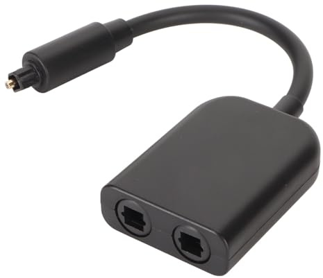 Optischer Splitter 1 in 2 Out Optischer Kabelsplitter Stecker auf Buchse, 6-adriger Glasfaser-Soundkonverter für PS3 für XboxOne S 360 CD DVD (Schwarz)