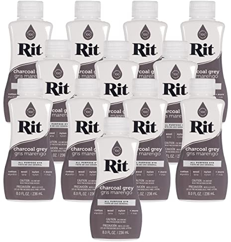 Rit Dye – flüssige Stofffarbe für Kleidung, Dekor und Basteln, 237 ml, Anthrazit, 12 Stück